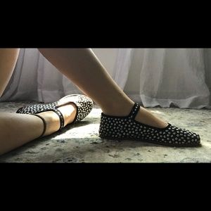 Hao Yu daisy pattern cotton mary janes